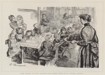 Free Dinners to Poor Children, the Dinner Table at St Philip